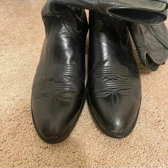 Laredo Western Boots Mens Hawk Stitched Snip Toe 11 1/2 D Black 7020 - Picture 12 of 16